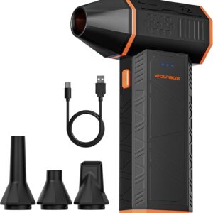 WOLFBOX MegaFlow 50 Compressed Air Duster-110000RPM Super Power Electric Air Duster, 3-Gear Adjustable Mini Blower with Fast Charging, Dust Blower for Computer, Keyboard, House, Outdoor and Car