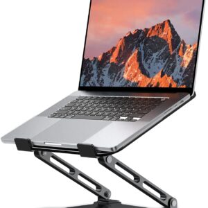 LOXP Adjustable Laptop Stand for Desk, Metal Foldable Laptop Riser, Portable Ventilated Cooling Laptop Holder, Ergonomic Computer Notebook Stand Compatible with 10-15.6" Laptops