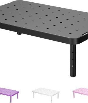 WALI Computer Monitor Stand for Desk, Adjustable Laptop Riser, Desk Monitor Stand Underneath Storage for Office, School Supplies (PTT001-B), 1 Pack, Black