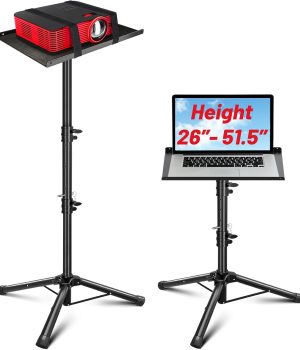 CAHAYA Projector Stand Tripod Adjustable – Stable for Tablets Phones Book Height 26″ to 51.5″ Multifunctional Laptop DJ Rack Stand Portable for Outdoor Movies CPS0331